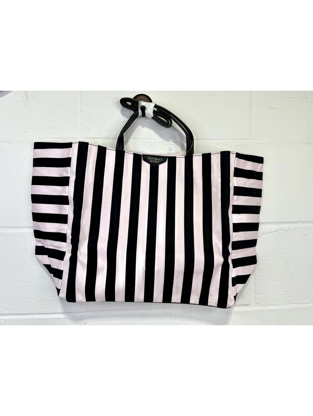 Victoria's Secret Pink and Black Striped Tote Bag New With Tag